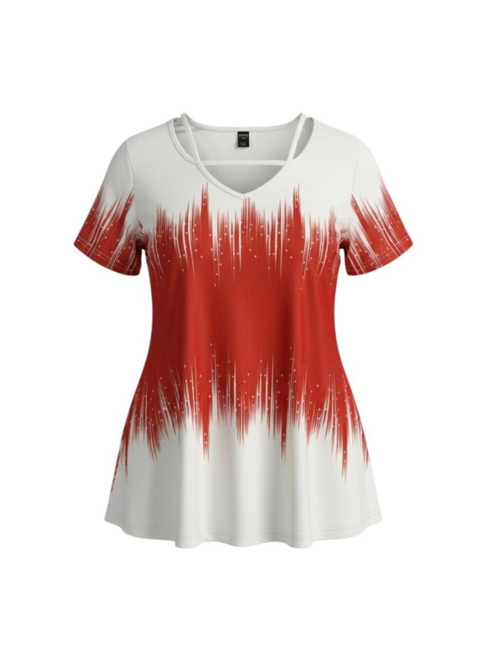 Emery Rose Womens Red & White Gradient V-Neck Short Sleeve Top 4XL